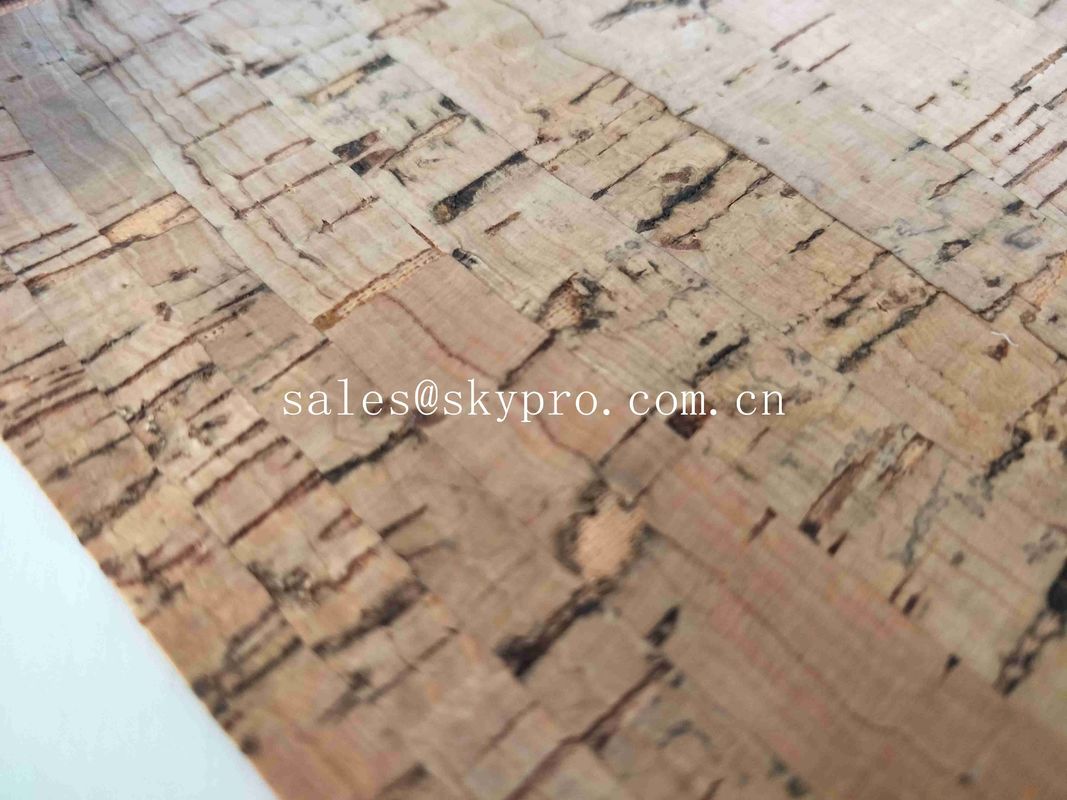 Real Wood Pattern Rubber Sheet Roll Natural Cork Leather Fabric for Shoes Making